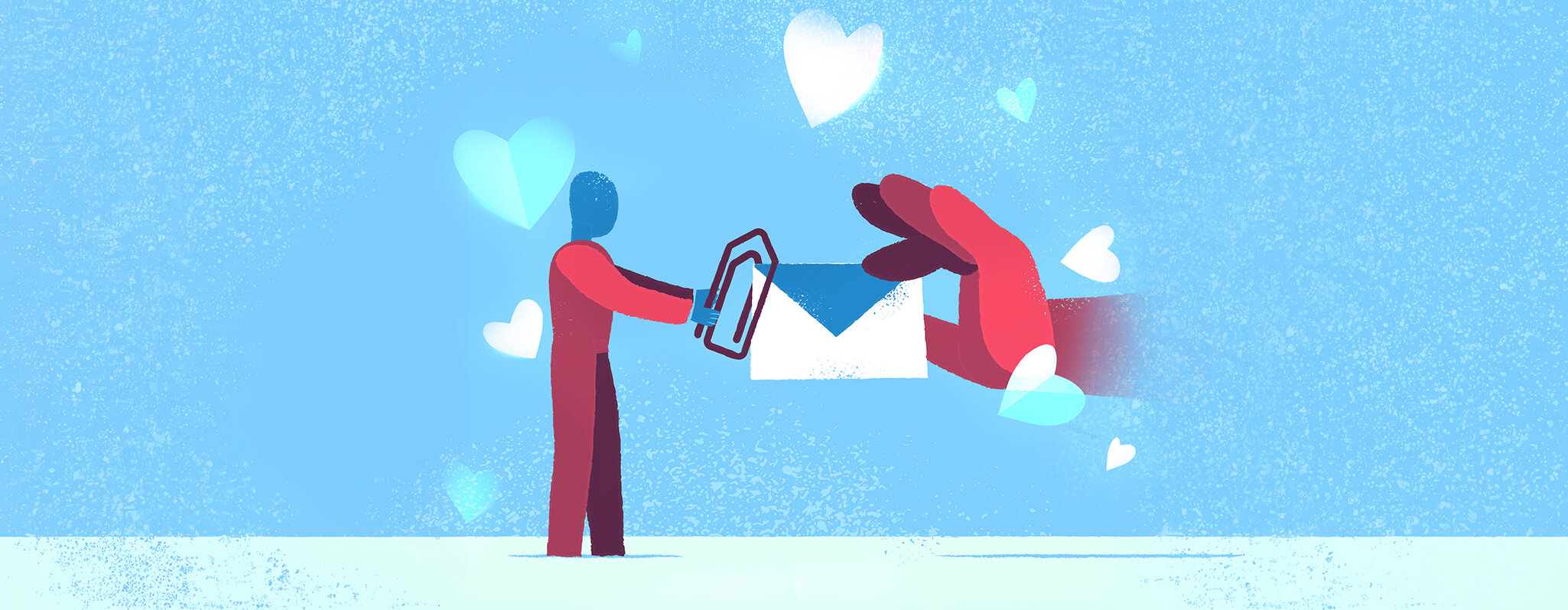 Webbanner Grußkartenservice Illustration zum Grußkartenservice mit einer Hand, die eien Briefumschlag überreicht